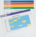 MARBIG 2019599 CLEAR LETTER FILES WITH COLOURED STRIPS A4 PACK 5