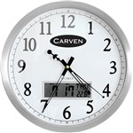 CARVEN WALL CLOCK WITH LED DATE 350MM ALUMINIUM FRAME