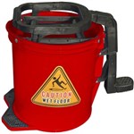 CLEANLINK MOP BUCKET HEAVY DUTY PLASTIC WRINGER 16 LITRE RED