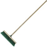 CLEANLINK OUTDOOR BROOM HARD BRISTLE  WIDTH WITH WOODEN HANDLE GREEN
