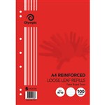 OLYMPIC R710 REINFORCED LOOSE LEAF REFILL 7MM FEINT RULED 55GSM A4 PACK 100