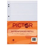 PICTOR REINFORCED LOOSE LEAF REFILL A4 8MM RULED 50 SHEETS