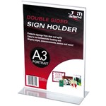 DEFLECTO SIGN HOLDER TSHAPE DOUBLE SIDED PORTRAIT A3 CLEAR