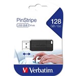 VERBATIM STORENGO PINSTRIPE USB FLASH DRIVE 20 128GB BLACK