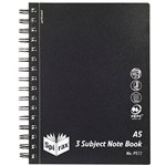 SPIRAX P572 3SUBJECT NOTEBOOK 7MM RULED SIDE OPEN 300 PAGE A5 BLACK