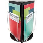 DEFLECTO BROCHURE HOLDER COUNTER TOP ROTATING 3 SIDED A4 BLACK