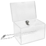 DEFLECTO DONATION BOX LOCKABLE WITH HEADER LANDSCAPE A6 CLEAR