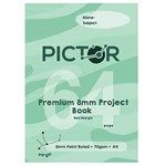 PICTOR PREMIUM PROJECT BOOK A4 64 PAGE 8MM RULED  PLAIN 70GSM VIRGO