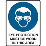 BRADY MANDATORY SIGN EYE PROTECTION MUST BE WORN IN THIS AREA 450 X 300MM POLYPROPYLENE
