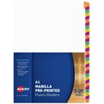 AVERY 85753 DIVIDER PLASTIC 131 TAB A4 FLUORESCENT MULTI COLOURS