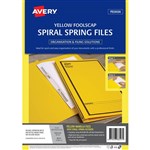 AVERY 88547 SPIRAL SPRING ACTION FILE FOOLSCAP YELLOW PACK 5