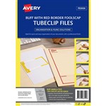AVERY 88552 TUBECLIP FILE FOOLSCAP BUFF WITH RED PRINT PACK 5