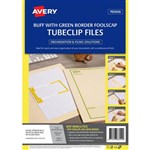 AVERY 88554 TUBECLIP FILE FOOLSCAP BUFF WITH GREEN PRINT PACK 5