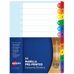 AVERY 88712 DIVIDER MYLAR 112 INDEX TABS A4 RAINBOW