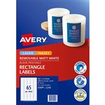 AVERY 910009 L7144 REMOVABLE RECTANGE LABELS LASER 65UP MATT WHITE PACK 520