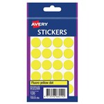 AVERY 932289 MULTIPURPOSE STICKERS CIRCLE 18MM FLURO YELLOW PACK 120