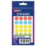 AVERY 932292 MULTIPURPOSE STICKERS CIRCLE 16MM MULTI COLOURED PACK 140