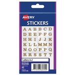 AVERY 932448 MULTIPURPOSE STICKERS AZ 12 X 12MM GOLD PACK 48