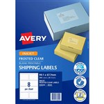 AVERY 936004 J8565 SHIPPING LABEL FROSTED INKJET 8UP CLEAR PACK 25