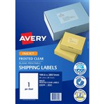 AVERY 936008 J8567 SHIPPING LABEL FROSTED INKJET 1UP CLEAR PACK 25