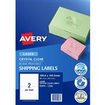 AVERY 959066 L7566 CRYSTAL CLEAR SHIPPING LABEL 2UP CLEAR PACK 25