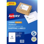 AVERY 959402 L7169 TRUEBLOCK INTERNET SHIPPING LABEL LASER 4UP WHITE PACK 10