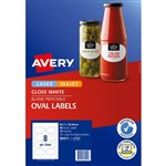 AVERY 980012 L7127 BLANK PRINTABLE LABELS OVAL LASERINKJET 8UP GLOSSY WHITE PACK 80