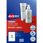 AVERY 980022 L7114 BLANK PRINTABLE LABELS ROUND LASER 12UP CRYSTAL CLEAR PACK 10