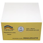 RAINBOW REPOSITIONAL NOTES 125X76MM 100 SHEET PAD YELLOW PACK 12