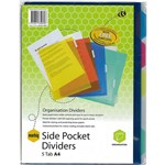 MARBIG SIDE POCKET DIVIDERS PP 5TAB A4 ASSORTED