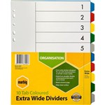 MARBIG EXTRA WIDE DIVIDER PP 10TAB A4 ASSORTED