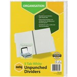 MARBIG DIVIDER UNPUNCHED MANILLA 5TAB A4 WHITE