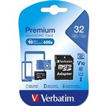 VERBATIM PREMIUM MICROSDHC MEMORY CARD WITH ADAPTER UHSI V10 U1 CLASS 10 32GB