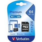 VERBATIM MICROSD CARD WITH ADAPTER 64GB BLACK