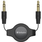 VERBATIM AUX AUDIO CABLE RETRACTABLE 35MM 750MM BLACK