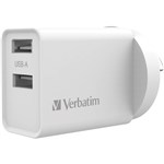 VERBATIM USB CHARGER DUAL PORT USBA 24A WHITE