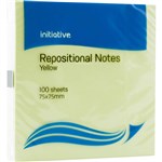 INITIATIVE REPOSITIONAL NOTES 75 X 75MM YELLOW PACK 12