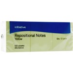 INITIATIVE REPOSITIONAL NOTES 38 X 50MM YELLOW PACK 12