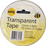 MARBIG TRANSPARENT TAPE 12MM X 66M 762MM CORE
