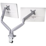 KENSINGTON ONE TOUCH ADJUSTABLE DUAL MONITOR ARM SILVER