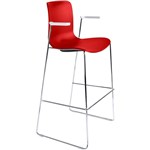 DAL ACTI BAR STOOL SLED BASE HIGH 760MM ARMS WHITE ARMPADS AND CHROME FRAME POLYPROP SHELL