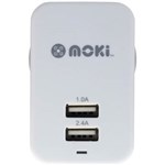 MOKI USB WALL CHARGER DUAL WHITE