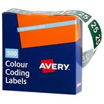 AVERY 43275 LATERAL FILE LABEL SIDE TAB YEAR CODE 25 38 X 25MM DARK GREEN PACK 500