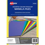 AVERY 88151 MANILLA FOLDER FOOLSCAP ASSORTED COLOURS PACK 10