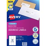 AVERY 959005 L7164 QUICK PEEL ADDRESS LABEL WITH SURE FEED LASER 12UP WHITE PACK 100