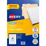AVERY 959058 L7170 TRUEBLOCK FILING LABELS LASERINKJET 24UP WHITE PACK 25
