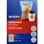 AVERY 980002 L7106 BLANK PRINTABLE LABELS ROUND LASERINKJET 12UP KRAFT BROWN PACK 180