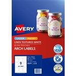 AVERY 980003 L7118 BLANK PRINTABLE LABELS ARCHED LASERINKJET 9UP LINEN TEXTURED WHITE PACK 10