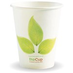 BIOPAK BIOCUP SINGLE WALL CUP 280ML WHITE LEAF DESIGN PACK 50