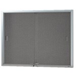 VISIONCHART BE NOTICED NOTICE CASE 2 SLIDING DOOR 1220 X 915MM SILVER FRAME GREY BACKING